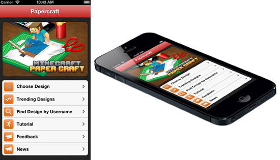 app  its papercraft studio Papercraft appearance app Studio on Minecraft iPhone5 and display